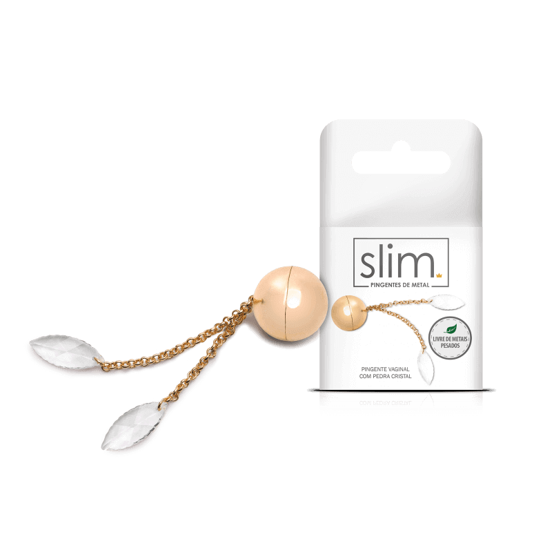 Pingente Vaginal Feito em Metal com 2 Berloques em Forma de Cristal, São Livres de Metais Pesados - Sexy Fantasy Slim | 2,4 cm - 1