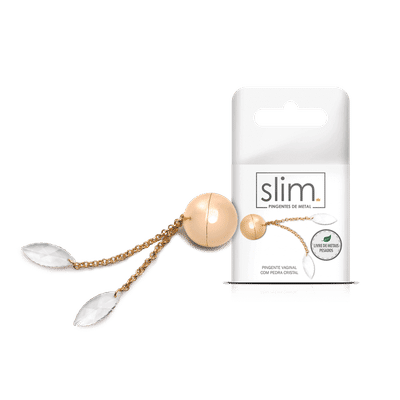 Pingente Vaginal Feito em Metal com 2 Berloques em Forma de Cristal, São Livres de Metais Pesados - Sexy Fantasy Slim | 2,4 cm