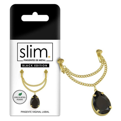 Sexy Fantasy Slim - Pingente Vaginal Labial em Metal com Berloque e Detalhe de Jóia - 5,3 cm