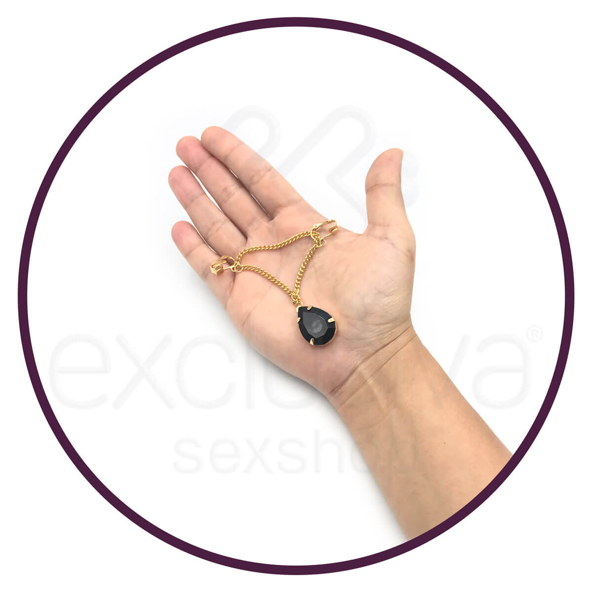 Sexy Fantasy Slim - Pingente Vaginal Labial em Metal com Berloque e Detalhe de Jóia - 5,3 cm - 3