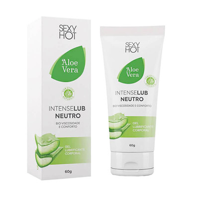 Gel Lubrificante Anal Intense Lub com Bio Viscosidade Neutro - Sexy Hot Aloe Vera - 60 Gramas