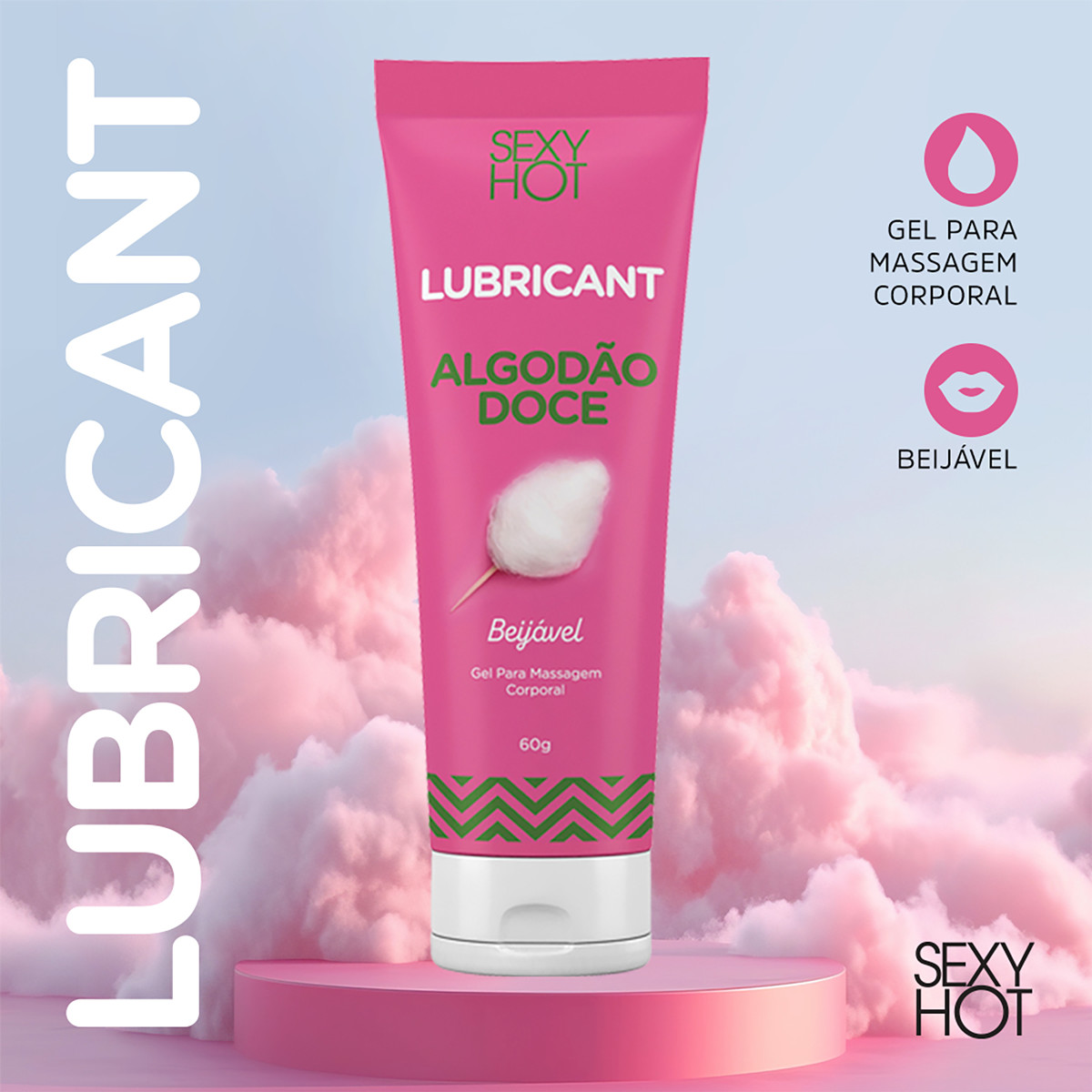 Gel para Massagem Corporal Beijável - Sexy Hot Lubricant Algodão Doce | 60g - 3