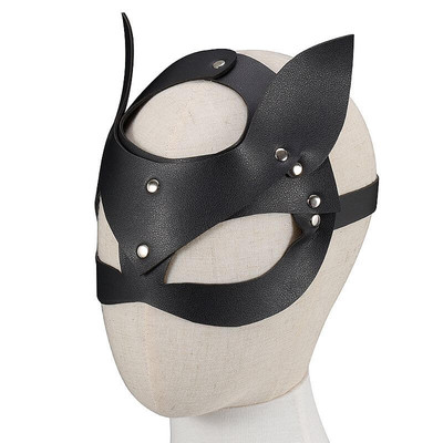 Máscara Sado Mulher Gato em Couro Sintético - Tamanho Único
