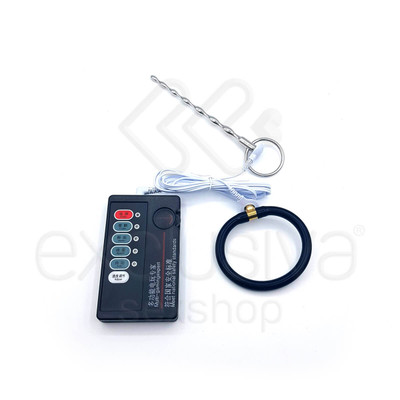 Sexy import - Kit de Eletro-Choque com Anel Peniano, Penetrador de Uretra Feito em Aço e Controle Remoto