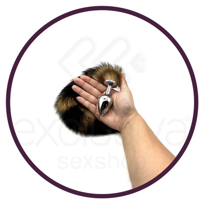 Foto 4 do produto Sexy Import - Plug Anal em Aço com Rabo Artificial de Raposa - 28 cm
