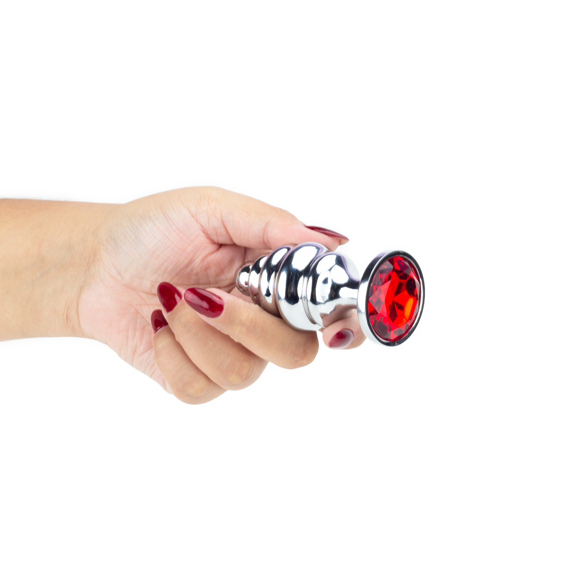Plug Anal Escalonado Tamanho "G" em Aço com Joia na Base - Sexy Import | 7,5 x 3,8 cm | Disponível em 5 Cores - 7