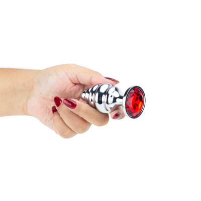 Plug Anal Escalonado Tamanho "G" em Aço com Joia na Base - Sexy Import | 7,5 x 3,8 cm | Disponível em 5 Cores