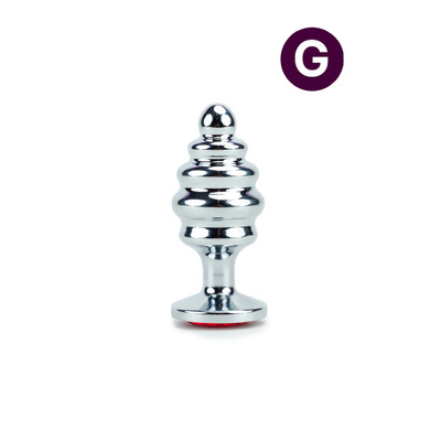 Plug Anal Escalonado Tamanho "G" em Aço com Joia na Base - Sexy Import | 7,5 x 3,8 cm | Disponível em 5 Cores