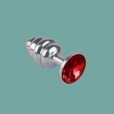 Foto 1 do produto Plug Anal ''P'' Escalonado em Aço com Joia na Base - Sexy Import | 6,5 x 2,9 cm | Cor: Vermelho