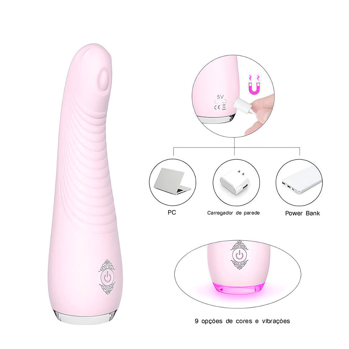Vibrador Estimulador de Ponto G em Silicone com 9 Modos de Vibração, Resistente à Água e Recarregável - S-Hande Balle | 10 x 3,1 cm - 3