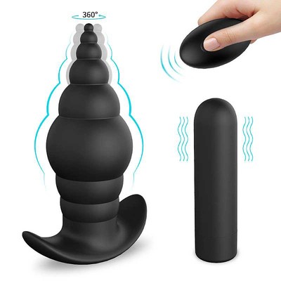 Plug Anal Escalonado Recarregável em Silicone com 9 Modos de Vibração e Controle Remoto sem Fio - S-Hande Cupid-RCT | 9,5 x 3,4 cm