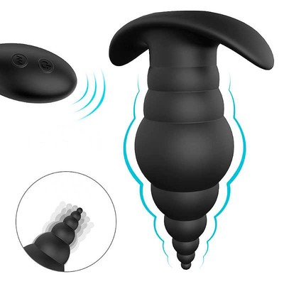 Foto 2 do produto Plug Anal Escalonado Recarregável em Silicone com 9 Modos de Vibração e Controle Remoto sem Fio - S-Hande Cupid-RCT | 9,5 x 3,4 cm