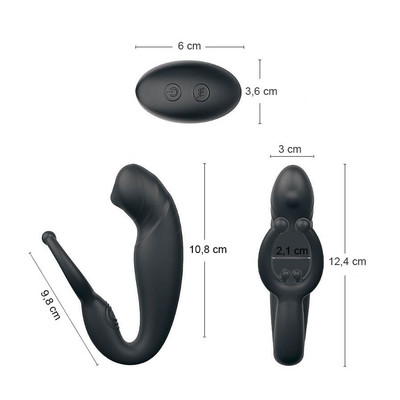 Foto 6 do produto Massageador de Próstata com 9 Modos de Vibração, Lingua Massageadora, Anel Peniano e Controle sem Fio - S-Hande Demon-RCT | 10,8 x 3 cm