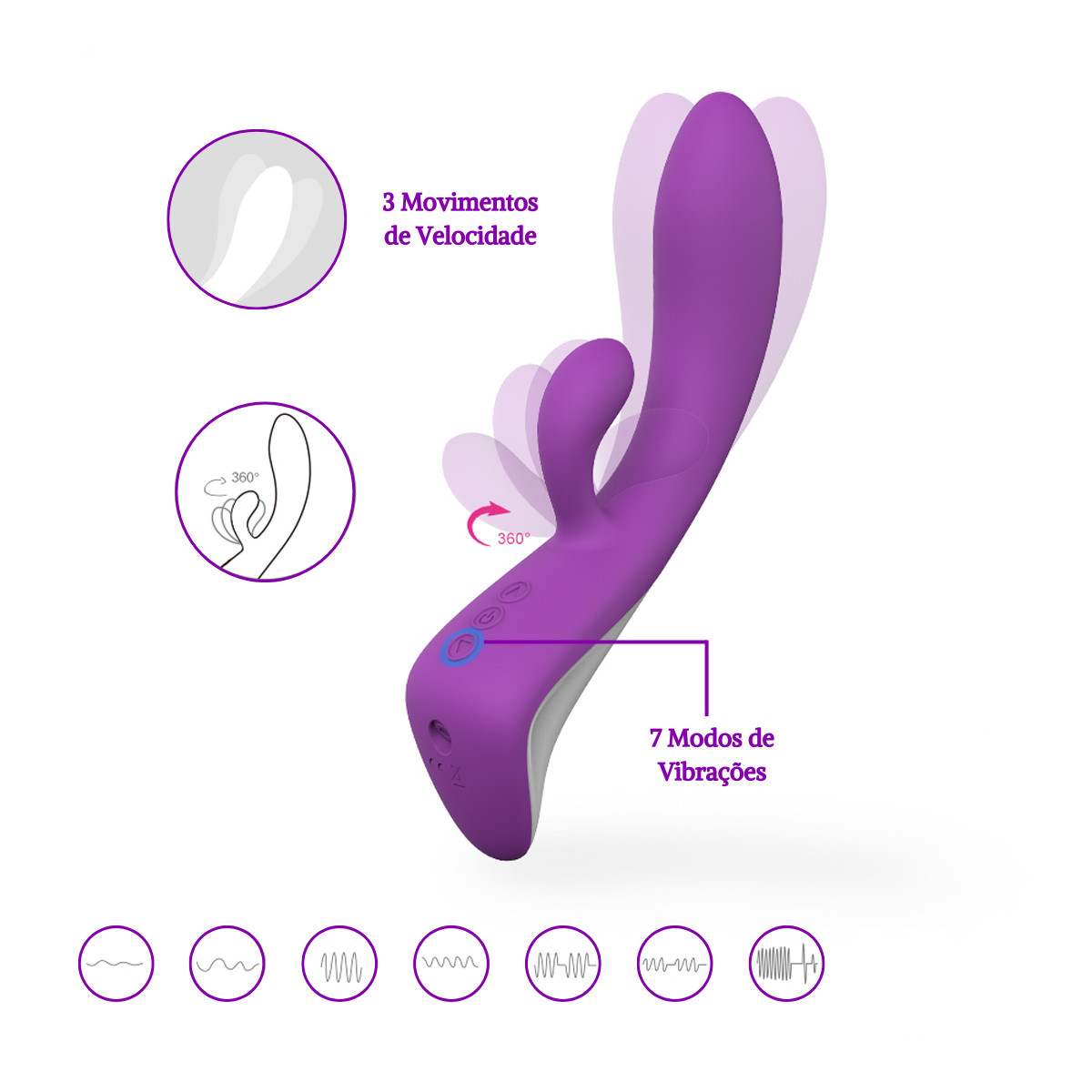 Vibrador Estimulador de Clítoris e Ponto G com 7 Modos de Vibração, 2 Velocidades de Movimento e Recarregável - S-Hande Demons | 10 x 3,5 cm | Disponível em 2 Cores - 15
