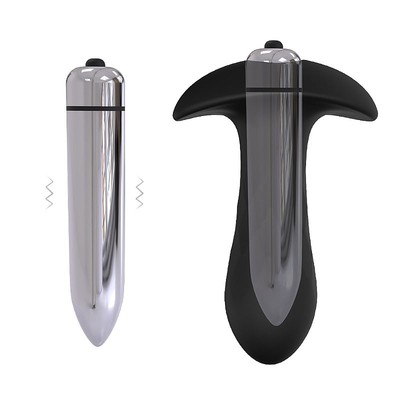 Plug Anal em Silicone Macio e Bullet em ABS com Vibração Única - S-Hande Diamona | 8 x 3,1 cm