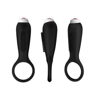 Foto 2 do produto Anel Peniano com Vibro e Estimulador de Clítoris Texturizado - S-Hande Duets Vibrating Cock Ring | Cor: Preto