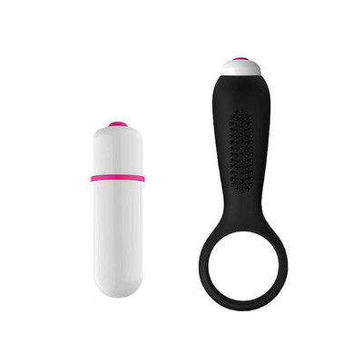 Foto 3 do produto Anel Peniano com Vibro e Estimulador de Clítoris Texturizado - S-Hande Duets Vibrating Cock Ring | Cor: Preto