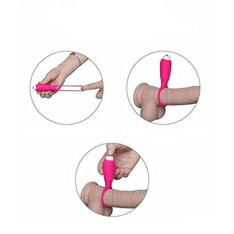 S-Hande Duets Vibrating Cock Ring - Anel Peniano com Vibro e Estimulador de Clítoris Texturizado | Cor: Rosa - 5