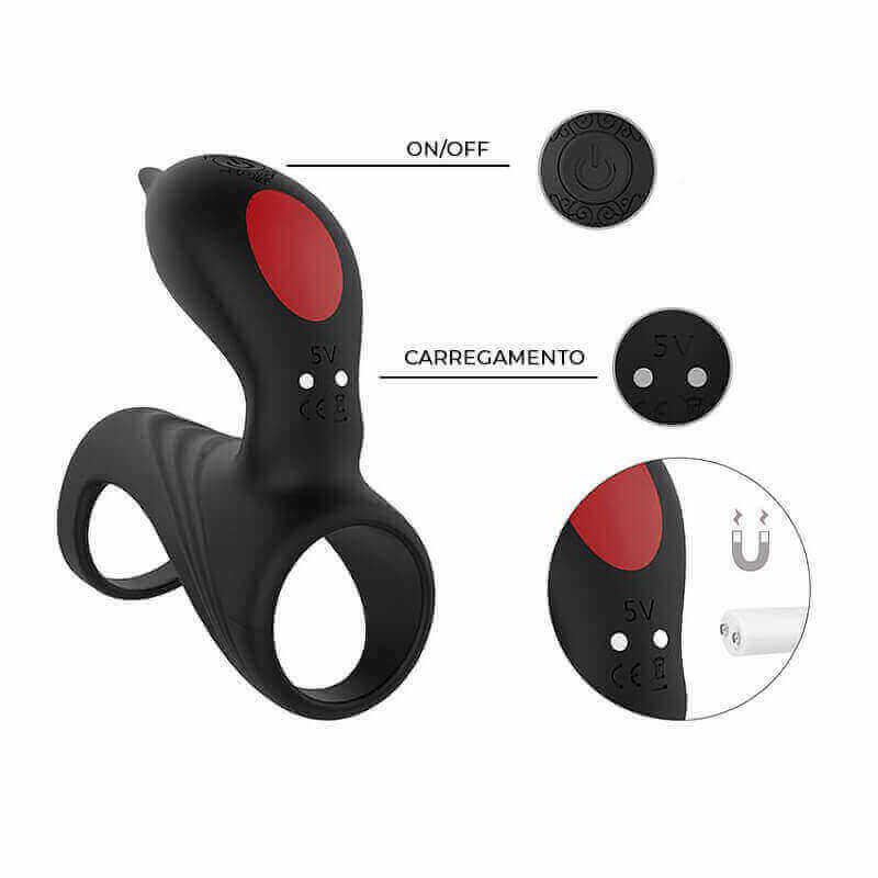 S-Hande Hi Fun-RCT - Anel Peniano com Estimulador de Clítoris Recarregável em Silicone com 9 Modos de Vibrações - 8 x 3,5 cm - 3