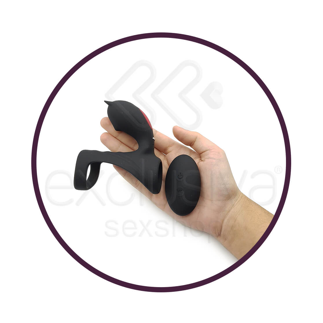 S-Hande Hi Fun-RCT - Anel Peniano com Estimulador de Clítoris Recarregável em Silicone com 9 Modos de Vibrações - 8 x 3,5 cm - 5