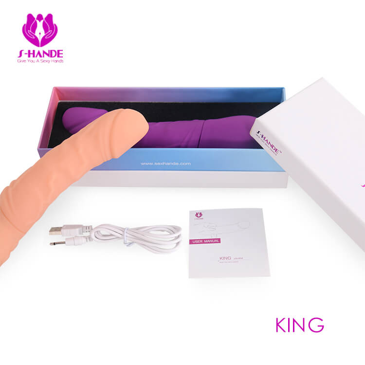 S-Hande King - Prótese Realística em Formato de Pênis com Glande, Veias, 7 Modos de Vibração e 3 de Rotação - 16 x 4,2 cm - 2
