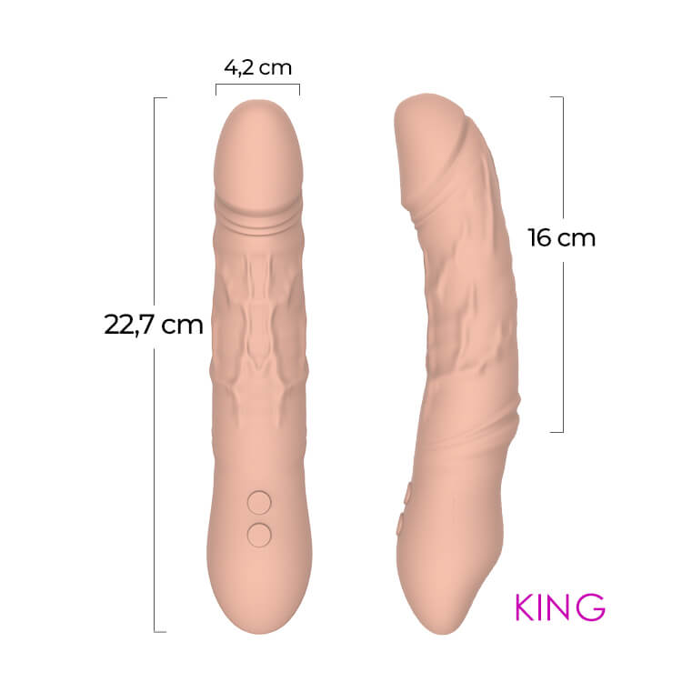 S-Hande King - Prótese Realística em Formato de Pênis com Glande, Veias, 7 Modos de Vibração e 3 de Rotação - 16 x 4,2 cm - 6