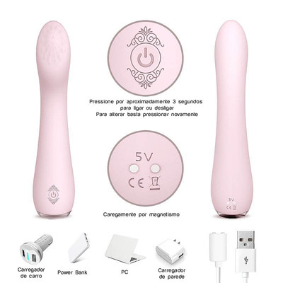 Foto 2 do produto Vibrador Estimulador de Ponto G Flexível em Silicone com 9 Modos de vibrações e IPX7 à Prova De Água - S-Hande Lisa | 19,6 x 4 cm