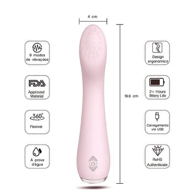 Foto 3 do produto Vibrador Estimulador de Ponto G Flexível em Silicone com 9 Modos de vibrações e IPX7 à Prova De Água - S-Hande Lisa | 19,6 x 4 cm