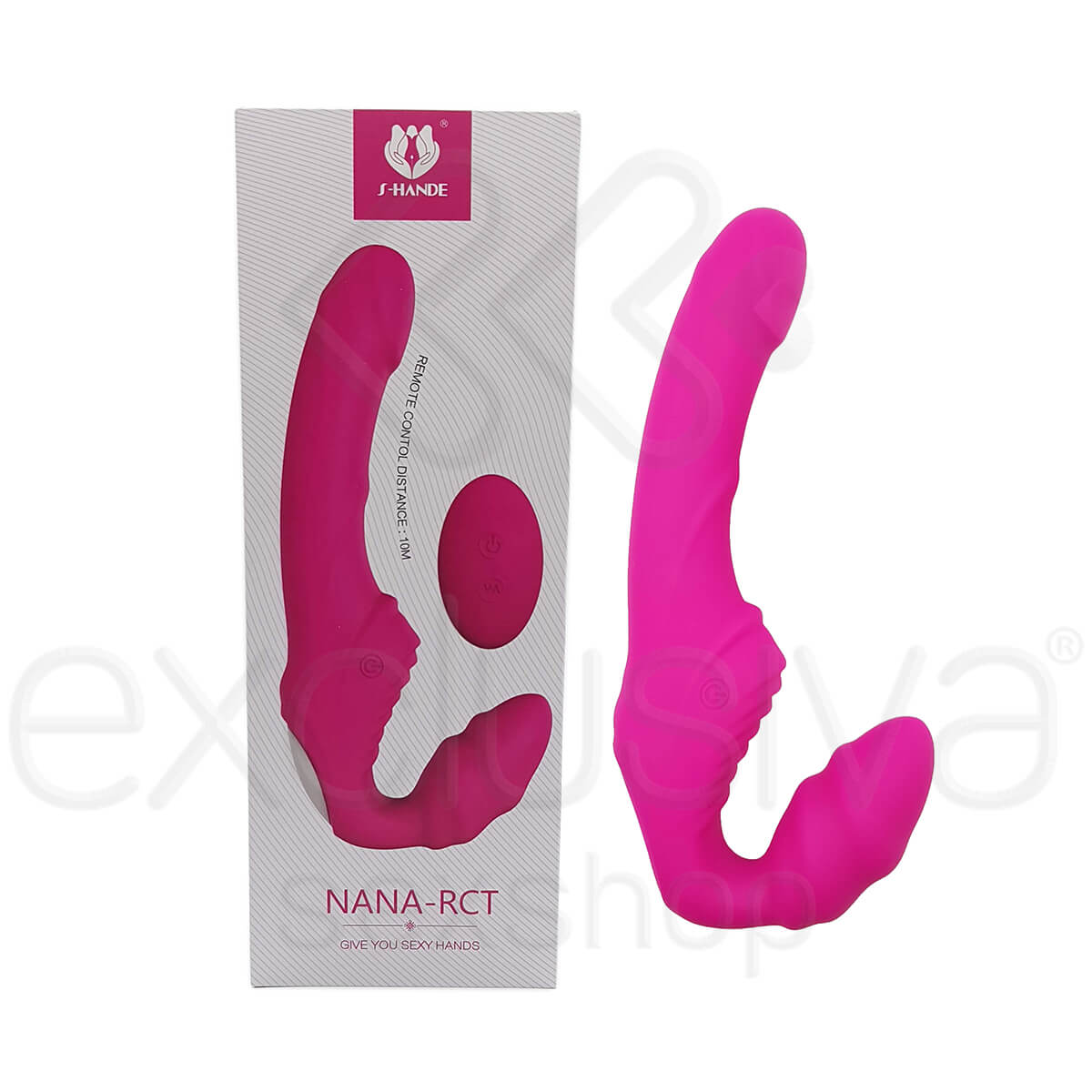 S-Hande Nana-RCT - Strap On Recarregável sem Cinta, Feito em Silicone com 9 Modos de Vibrações e Controle Remoto sem Fio - 21,5 x 3 cm | Disponível em 2 Cores - 4