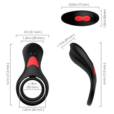 Foto 3 do produto Anel Peniano e Escrotal, Recarregável com 9 Modos de Vibração e Controle Remoto sem Fio - S-Hande Rings | 12,5 x 3,7 cm