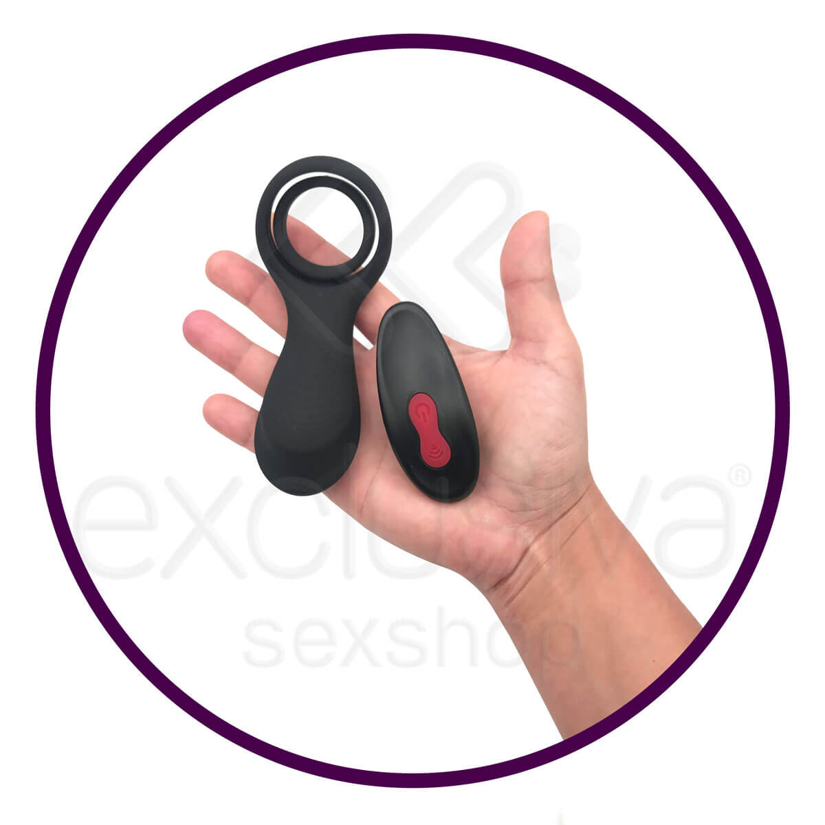 Anel Peniano e Escrotal, Recarregável com 9 Modos de Vibração e Controle Remoto sem Fio - S-Hande Rings | 12,5 x 3,7 cm - 5