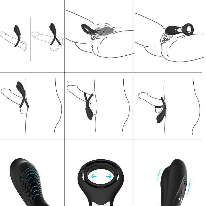 Anel Peniano e Escrotal em Silicone, Recarregável e 9 Modos de Vibração - S-Hande Rings | 12,5 x 3,7 cm - 3