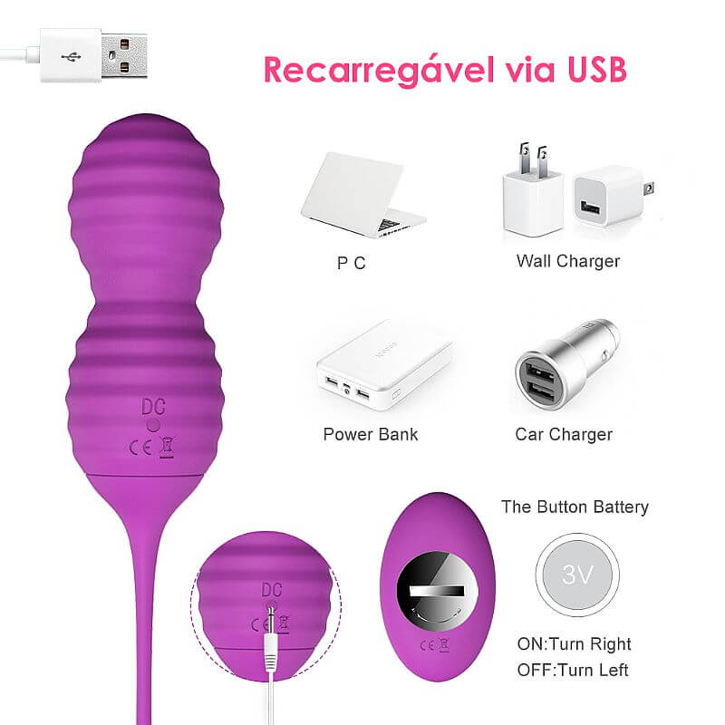 Kit para Pompoarismo Recarregável com Peso, 9 Modos de Vibração e Controle sem Fio - S-Hande Sweetheart | Disponível em 2 Cores - 6