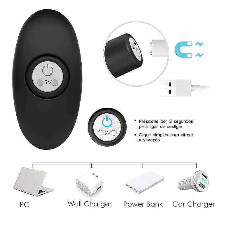 Plug Anal Recarregável Escalonado em Silicone com 9 Modos de Vibrações, Controle Remoto sem Fio e Certificação IPX7 À Prova De Água - S-Hande Tower-RCT - 20,5 x 4 cm | Cor: Preto - 2