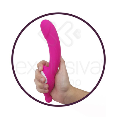 Foto 4 do produto Vibrador Estimulador de Ponto G e Clítoris em Silicone, Flexível, Recarregável com 9 Modos de Vibração - S-Hande Vine - 21,5 x 3,4 cm | Cor: Pink