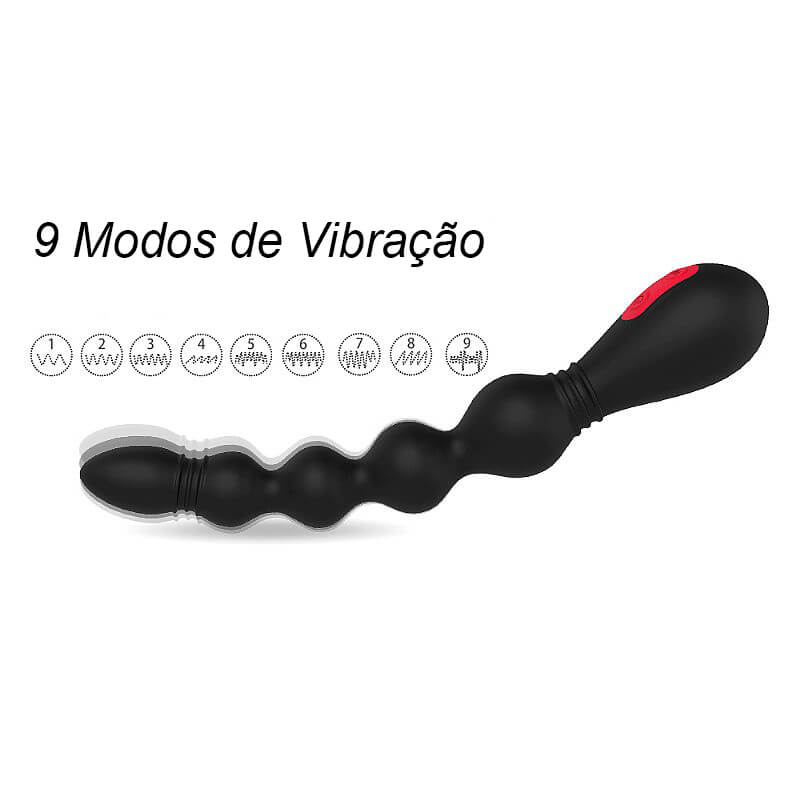 Plug Anal Escalonado Recarregável em Silicone Aveludado com 9 Modos de Vibração - S-Hande Vins | 22 x 3,8 cm - 3