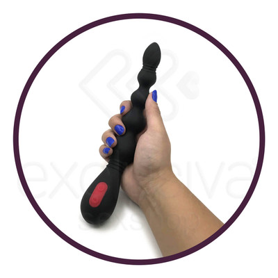 Foto 4 do produto Plug Anal Escalonado Recarregável em Silicone Aveludado com 9 Modos de Vibração - S-Hande Vins | 22 x 3,8 cm