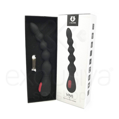 Foto 1 do produto Plug Anal Escalonado Recarregável em Silicone Aveludado com 9 Modos de Vibração - S-Hande Vins | 22 x 3,8 cm
