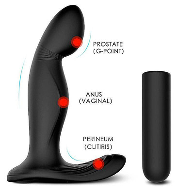Foto 5 do produto Estimulador de Próstata e Períneo em Silicone com 9 Modos de Vibração, Resistente à Água e Recarregável - S-Hande Zeus Prostate Massager | 12,5 x 2,7 cm