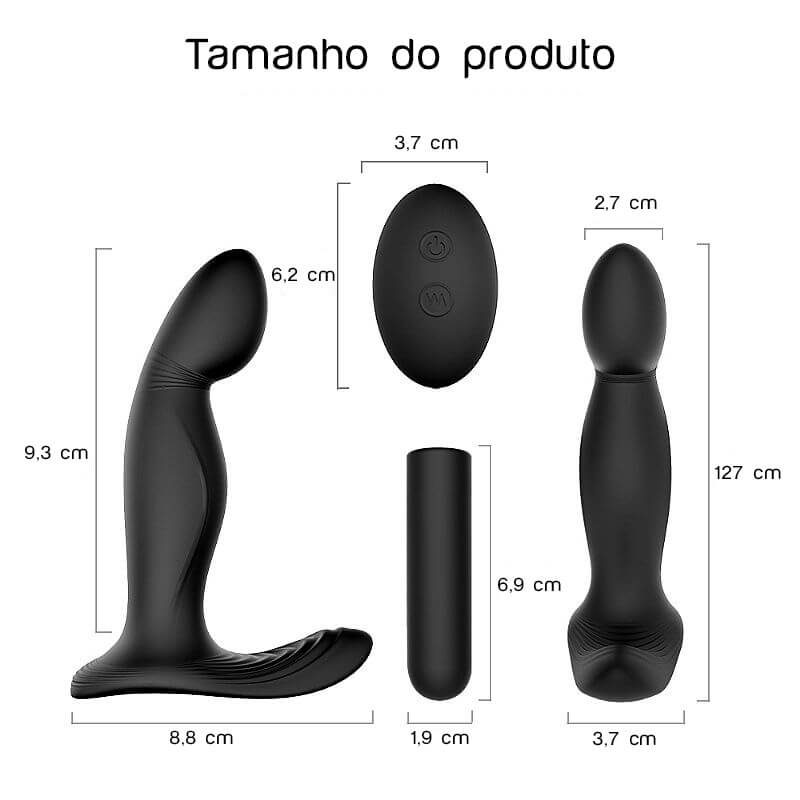 S-Hande Zeus-RCT - Plug Anal Recarregável em Silicone Estimulador de Próstata e Períneo Flexível com 9 Modos de Vibrações, Controle Remoto e Certificado IPX7 à Prova De Água- 12,7 x 2,7 cm - 5