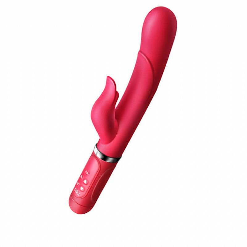 Shmily - Vibrador Recarregável Vai e Vem Estimulador de Ponto G e Clítoris com 36 Modos de Vibrações e Textura Rotativa - 27,2 x 3,8 cm | Cor: Vermelho - 2