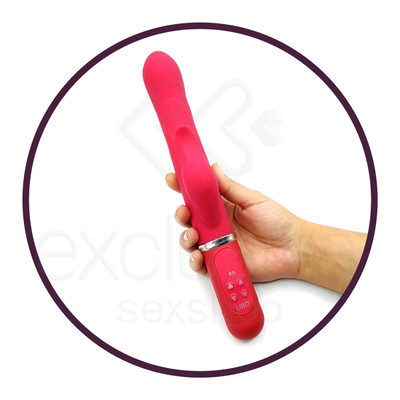 Foto 6 do produto Shmily - Vibrador Recarregável Vai e Vem Estimulador de Ponto G e Clítoris com 36 Modos de Vibrações e Textura Rotativa - 27,2 x 3,8 cm | Cor: Vermelho