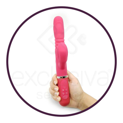 Foto 3 do produto Shmily - Vibrador Rotativo Recarregável Estimulador de Ponto G e Clítoris com 36 Modos de Vibração e Textura Anelar - 28 x 3,5 cm | Cor: Vermelho