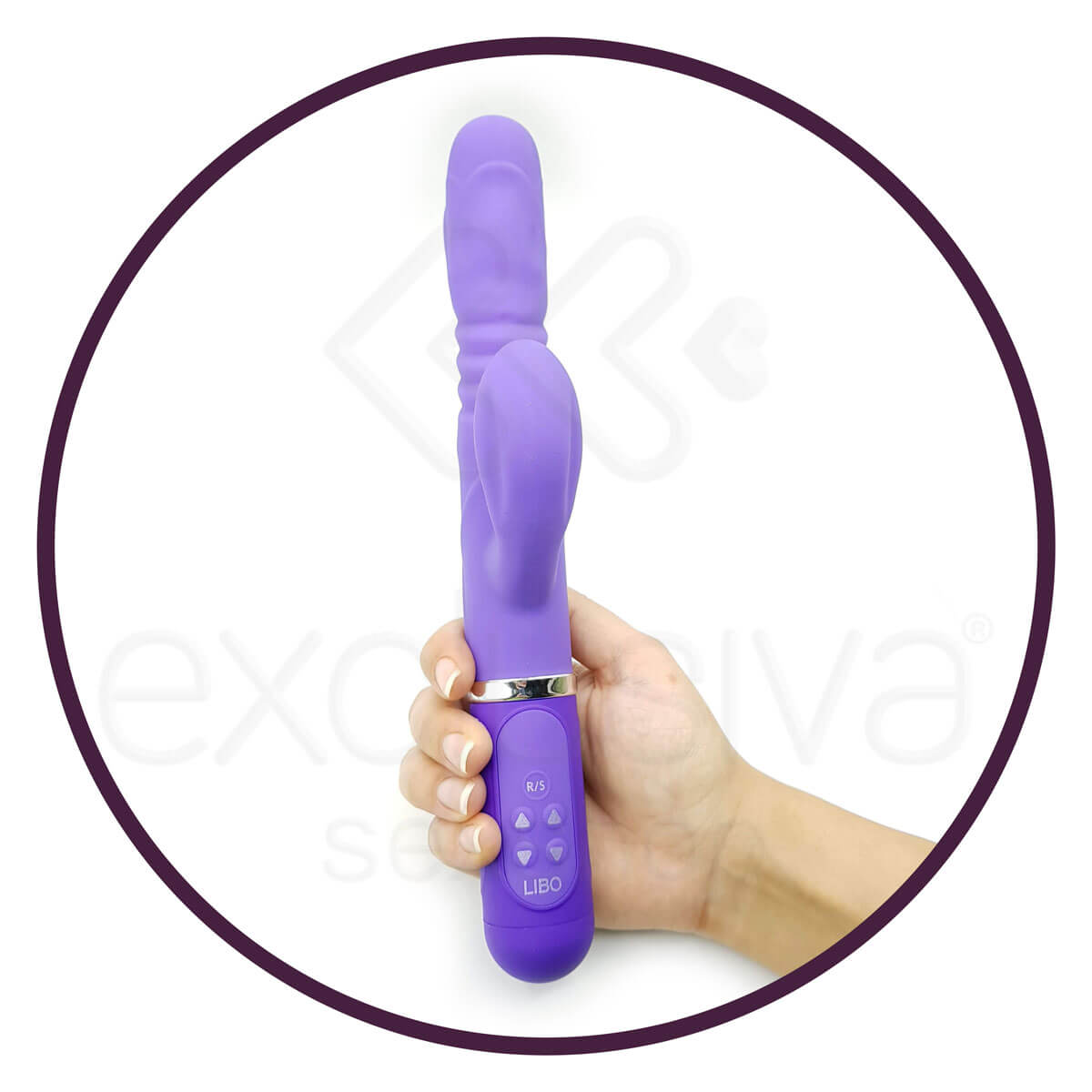 Shmily - Vibrador Rotativo Recarregável Estimulador de Ponto G e Clítoris com 36 Modos de Vibrações e Textura Anelar - 28 x 3,5 cm | Cor: Roxo - 4