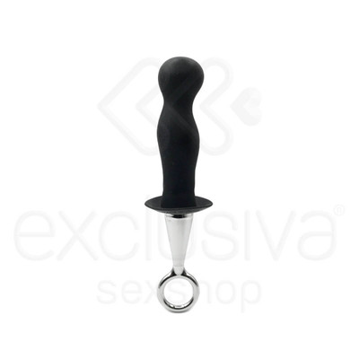 Foto 2 do produto Plug Anal Estimulador de Próstata em Silicone e Alça Plástica Removível - Silicone Butt Plug - 11,7 x 3,5 cm