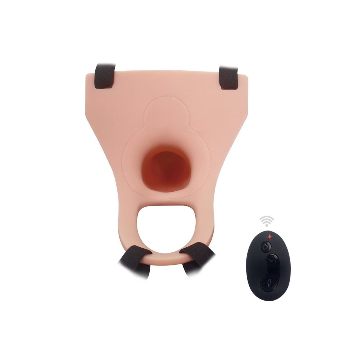 Capa Peniana com Glande Definida Preenchida, 10 Modos de Vibração, Modo Turbo, Controle Remoto e Cinta Ajustável - Aphrodisia Silicone Curved Dong | 13 x 3,2 cm - 5