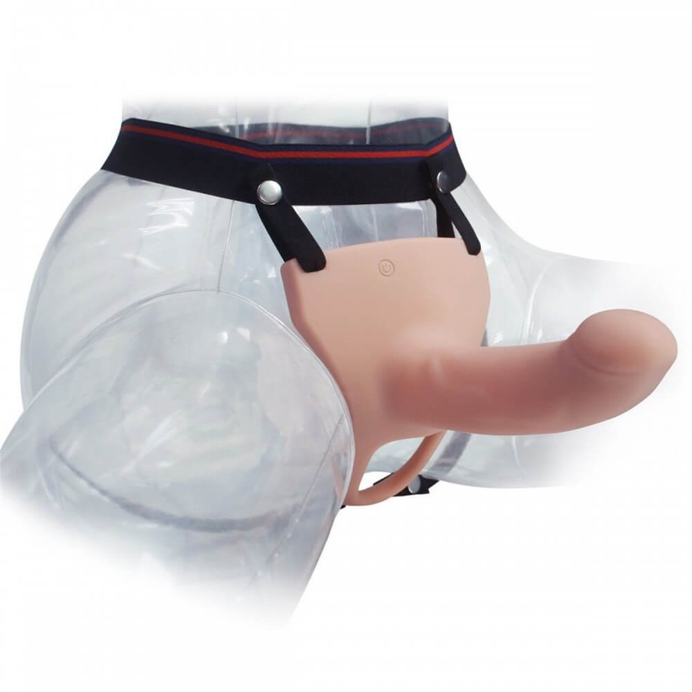 Capa Peniana com Glande Definida Preenchida, 10 Modos de Vibração, Modo Turbo, Controle Remoto e Cinta Ajustável - Aphrodisia Silicone Curved Dong | 13 x 3,2 cm - 8