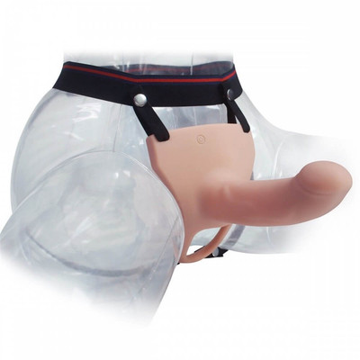 Foto 8 do produto Capa Peniana com Glande Definida Preenchida, 10 Modos de Vibração, Modo Turbo, Controle Remoto e Cinta Ajustável - Aphrodisia Silicone Curved Dong | 13 x 3,2 cm