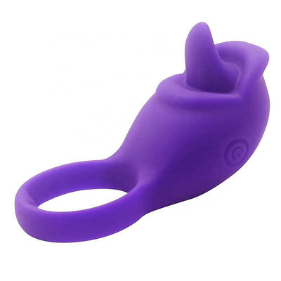 Foto 2 do produto Silicone Love Ring Tongue - Anel Peniano com Estimulador de Clítoris em Silicone com 10 Modos de Vibrações | Cor: Roxo