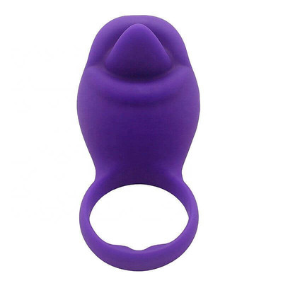 Foto 3 do produto Silicone Love Ring Tongue - Anel Peniano com Estimulador de Clítoris em Silicone com 10 Modos de Vibrações | Cor: Roxo